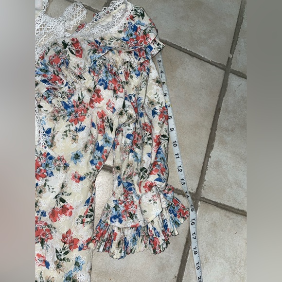 Just Me Floral prairie boho peasant cottagecore Hana Tier Dress small - Picture 9 of 14